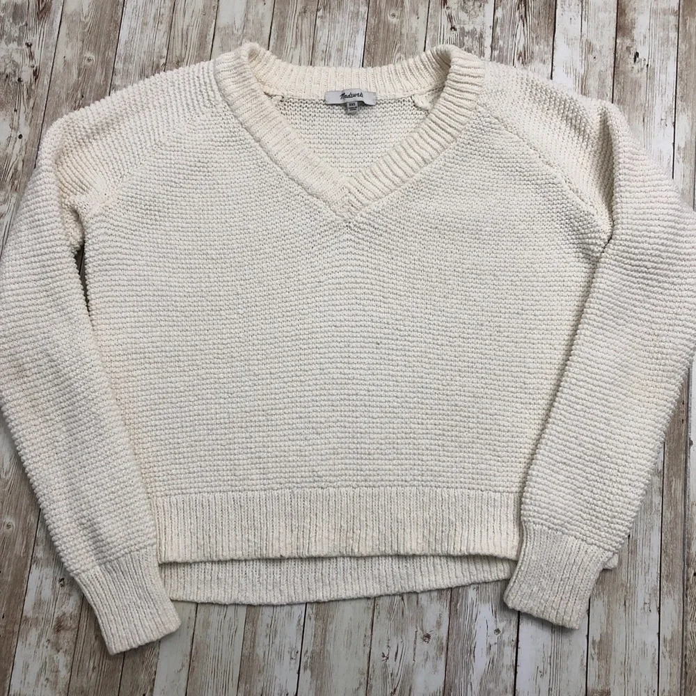 Madewell Arden V-Neck Crop Pullover Sweater Oversized